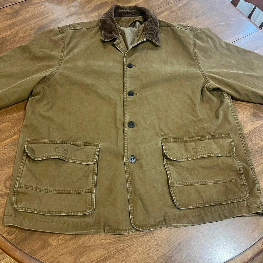Levi Strauss Mens Canvas Chore Coat Tan Brown Corduroy Collar Field Jacket XL